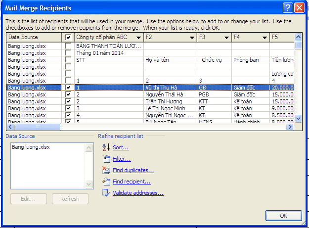 mail merge recipients