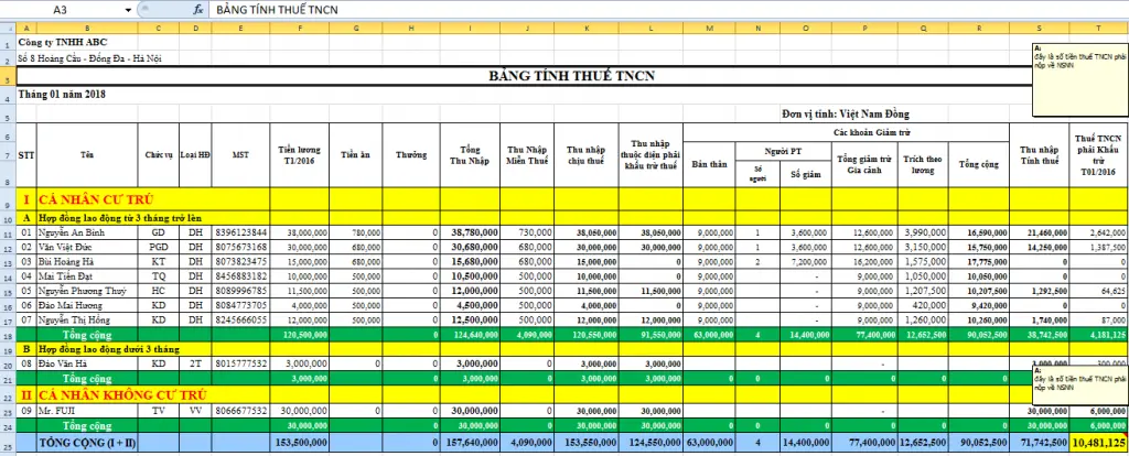 mau bang luong bang excel