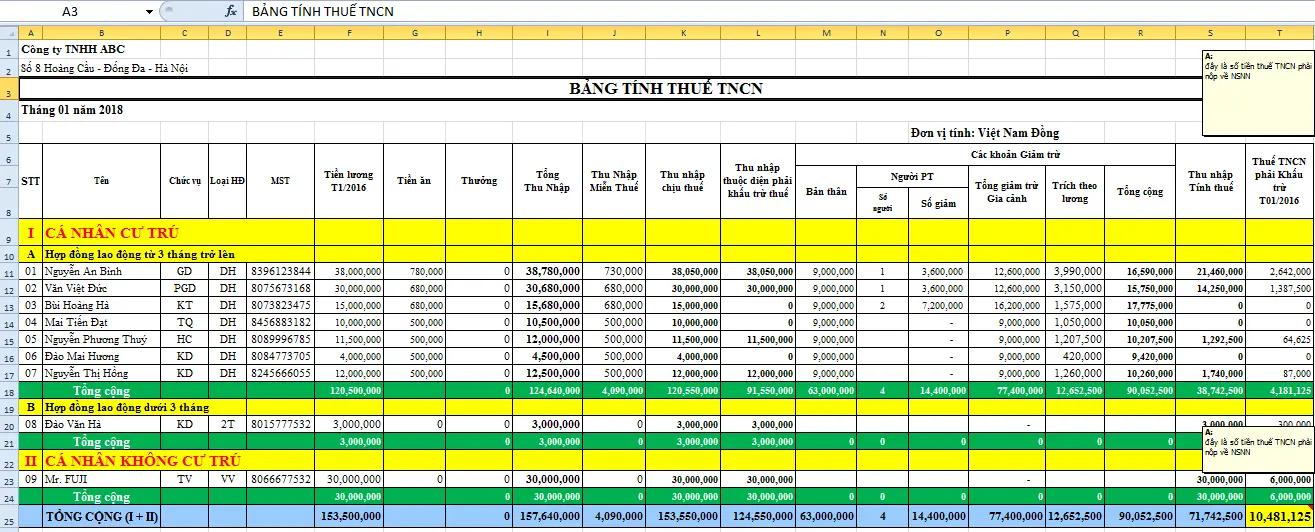 mau bang luong bang excel